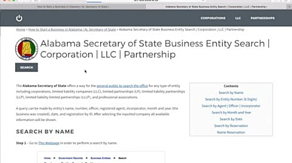 Alabama secretary of state llc name reservation