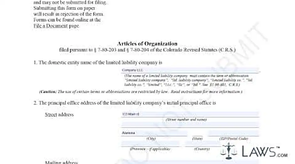 What is an article of organization for an LLC